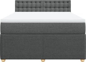 vidaXL Łóżko kontynentalne z materacem, ciemnoszara tkanina 140x200 cm 4