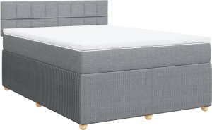 vidaXL Łóżko kontynentalne z materacem, jasnoszare, tkanina 160x200 cm 2