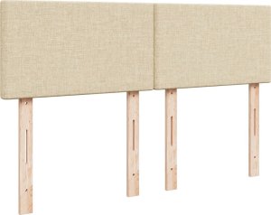 vidaXL Łóżko kontynentalne z materacem, kremowe, tkanina, 160x200 cm 7