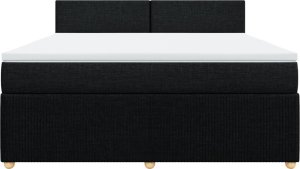 vidaXL Łóżko kontynentalne z materacem, czarne, tkanina 180x200 cm 4