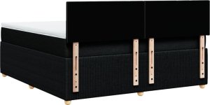 vidaXL Łóżko kontynentalne z materacem, czarne, tkanina 180x200 cm 6