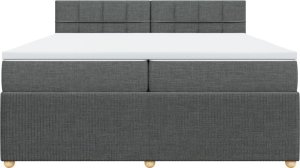 vidaXL Łóżko kontynentalne z materacem, ciemnoszara tkanina 200x200 cm 4