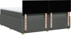 vidaXL Łóżko kontynentalne z materacem, ciemnoszara tkanina 200x200 cm 6