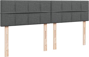 vidaXL Łóżko kontynentalne z materacem, ciemnoszara tkanina 200x200 cm 7