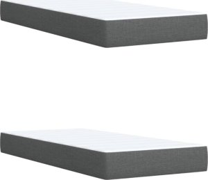 vidaXL Łóżko kontynentalne z materacem, ciemnoszara tkanina 200x200 cm 9