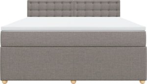 vidaXL Łóżko kontynentalne z materacem, taupe, tkanina, 180x200 cm 4