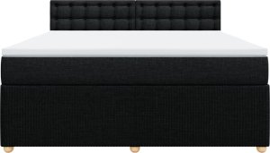 vidaXL Łóżko kontynentalne z materacem, czarne, tkanina 180x200 cm 4