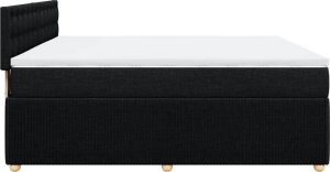 vidaXL Łóżko kontynentalne z materacem, czarne, tkanina 180x200 cm 5