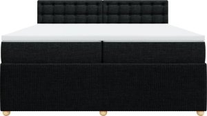 vidaXL Łóżko kontynentalne z materacem, czarne, tkanina, 200x200 cm 4