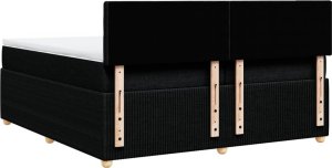vidaXL Łóżko kontynentalne z materacem, czarne, tkanina, 200x200 cm 6