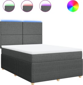 vidaXL vidaXL Łóżko kontynentalne z materacem, ciemnoszara tkanina 160x200 cm 2