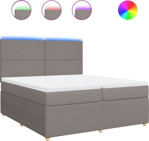 vidaXL vidaXL Łóżko kontynentalne z materacem, taupe, tkanina, 200x200 cm 2