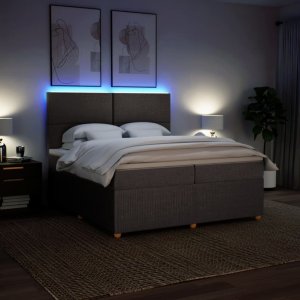 vidaXL vidaXL Łóżko kontynentalne z materacem, taupe, tkanina, 200x200 cm 4