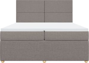 vidaXL vidaXL Łóżko kontynentalne z materacem, taupe, tkanina, 200x200 cm 6