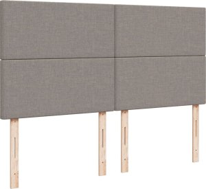 vidaXL vidaXL Łóżko kontynentalne z materacem, taupe, tkanina, 200x200 cm 9