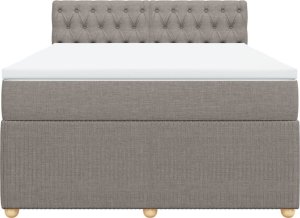 vidaXL Łóżko kontynentalne z materacem, taupe, tkanina, 160x200 cm 4