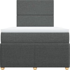 vidaXL Łóżko kontynentalne z materacem, ciemnoszara tkanina 120x200 cm 4