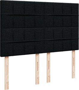 vidaXL Łóżko kontynentalne z materacem, czarne, tkanina 140x200 cm 7