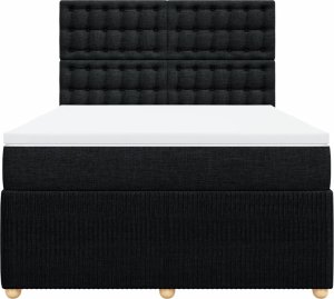 vidaXL Łóżko kontynentalne z materacem, czarne, tkanina 140x200 cm 4