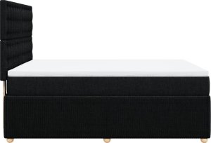 vidaXL Łóżko kontynentalne z materacem, czarne, tkanina 140x200 cm 5