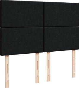vidaXL Łóżko kontynentalne z materacem, czarne, tkanina 140x200 cm 7