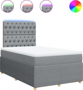 vidaXL vidaXL Łóżko kontynentalne z materacem, jasnoszare, tkanina 120x200 cm 2