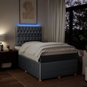 vidaXL vidaXL Łóżko kontynentalne z materacem, jasnoszare, tkanina 120x200 cm 5