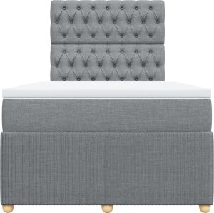 vidaXL vidaXL Łóżko kontynentalne z materacem, jasnoszare, tkanina 120x200 cm 6