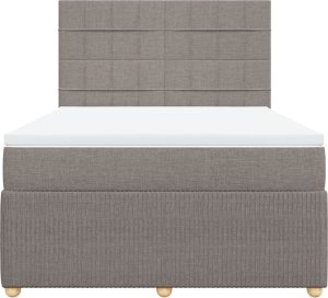 vidaXL Łóżko kontynentalne z materacem, taupe, tkanina, 140x200 cm 4