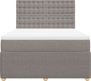 vidaXL Łóżko kontynentalne z materacem, taupe, tkanina, 140x200 cm 4