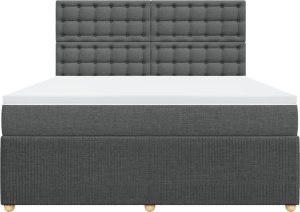 vidaXL Łóżko kontynentalne z materacem, ciemnoszara tkanina 180x200 cm 4