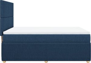 vidaXL Łóżko kontynentalne z materacem, niebieskie, tkanina, 160x200cm 5