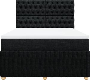 vidaXL vidaXL Łóżko kontynentalne z materacem, czarne, tkanina, 140x190 cm 4