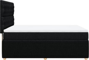 vidaXL vidaXL Łóżko kontynentalne z materacem, czarne, tkanina, 140x190 cm 5
