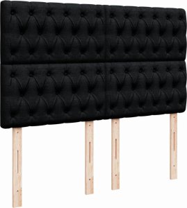 vidaXL vidaXL Łóżko kontynentalne z materacem, czarne, tkanina, 140x190 cm 7