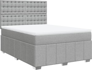 vidaXL Łóżko kontynentalne z materacem, jasnoszare, tkanina 160x200 cm 2