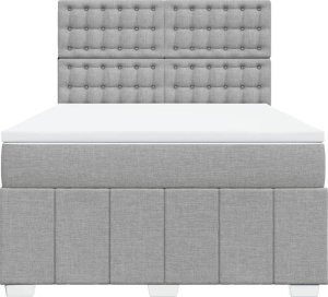 vidaXL Łóżko kontynentalne z materacem, jasnoszare, tkanina 160x200 cm 4