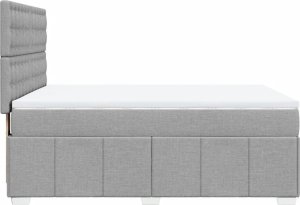 vidaXL Łóżko kontynentalne z materacem, jasnoszare, tkanina 160x200 cm 5