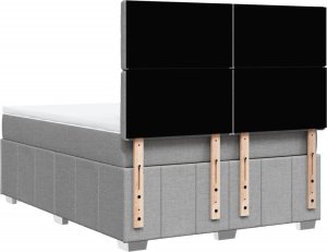 vidaXL Łóżko kontynentalne z materacem, jasnoszare, tkanina 160x200 cm 6