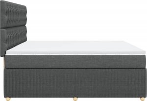 vidaXL Łóżko kontynentalne z materacem, ciemnoszara tkanina 200x200 cm 5