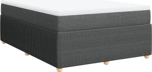vidaXL Łóżko kontynentalne z materacem, ciemnoszara tkanina 140x190 cm 2