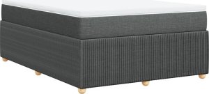 vidaXL Łóżko kontynentalne z materacem, ciemnoszara tkanina 140x190 cm 6