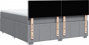 vidaXL Łóżko kontynentalne z materacem, jasnoszare, tkanina, 180x200cm 6