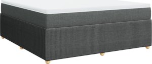 vidaXL Łóżko kontynentalne z materacem, ciemnoszara tkanina 180x200 cm 2