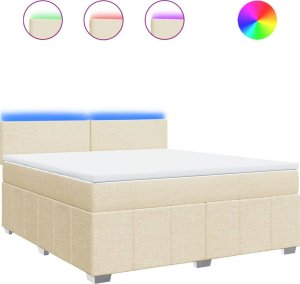 vidaXL vidaXL Łóżko kontynentalne z materacem, kremowe, tkanina, 180x200 cm 2