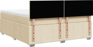 vidaXL vidaXL Łóżko kontynentalne z materacem, kremowe, tkanina, 180x200 cm 8