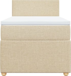 vidaXL vidaXL Łóżko kontynentalne z materacem, kremowe, tkanina, 100x200 cm 6