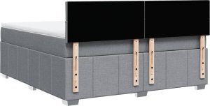 vidaXL vidaXL Łóżko kontynentalne z materacem, jasnoszare, tkanina, 180x200cm 8