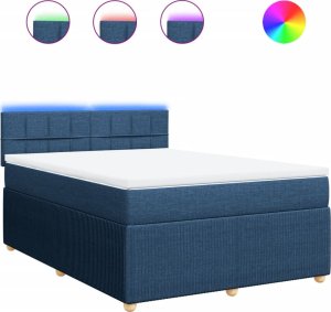 vidaXL vidaXL Łóżko kontynentalne z materacem, niebieskie, tkanina 140x190 cm 2