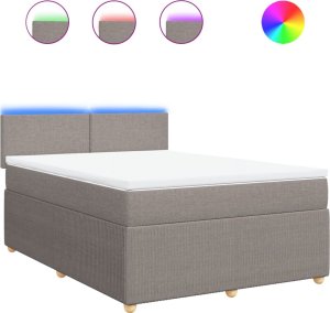 vidaXL vidaXL Łóżko kontynentalne z materacem, taupe, tkanina, 140x200 cm 2